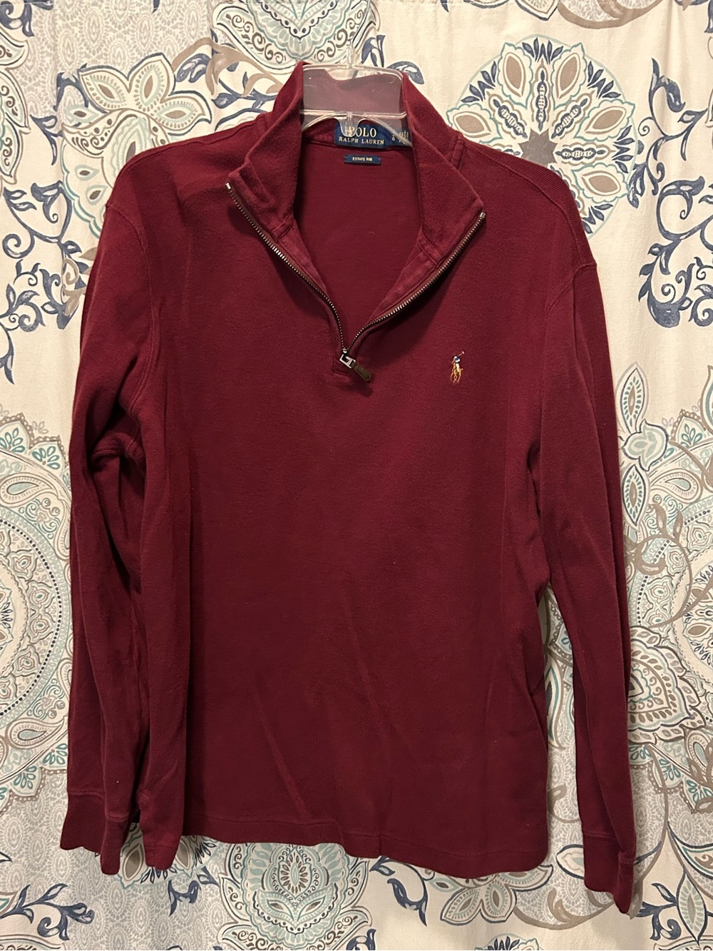 Polo by Ralph Lauren Men's Burgundy Quarter-Zip Pullover